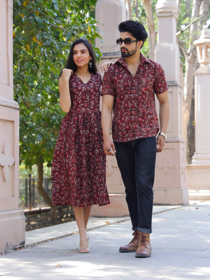 maroon couple outfits