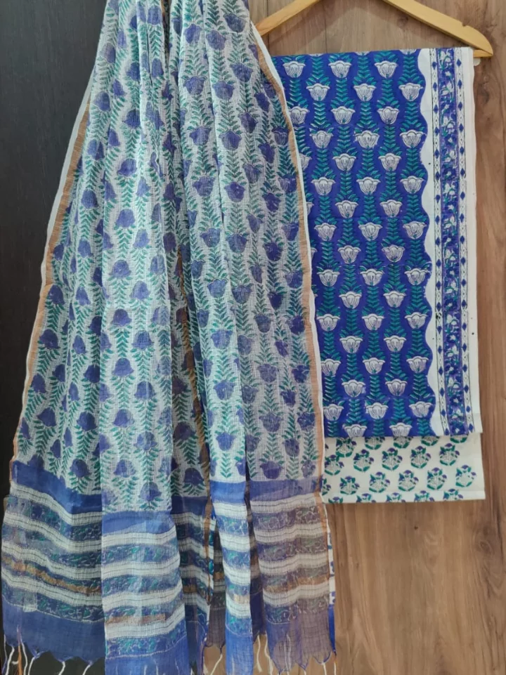 Pure Cotton Suit Piece with Kota Doria Dupatta