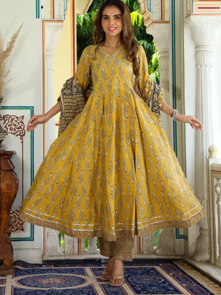 Handblock Printed Anarkali Suits for women