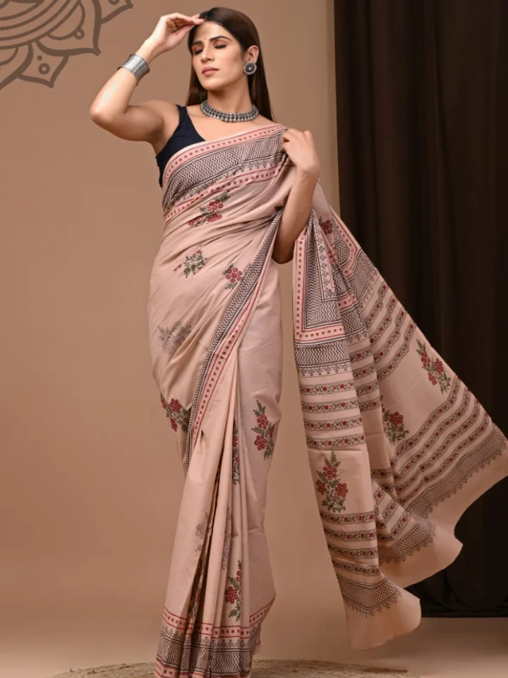 block print saree online