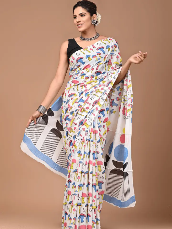 quirky print saree