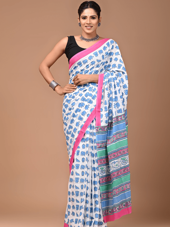 elephant print saree online