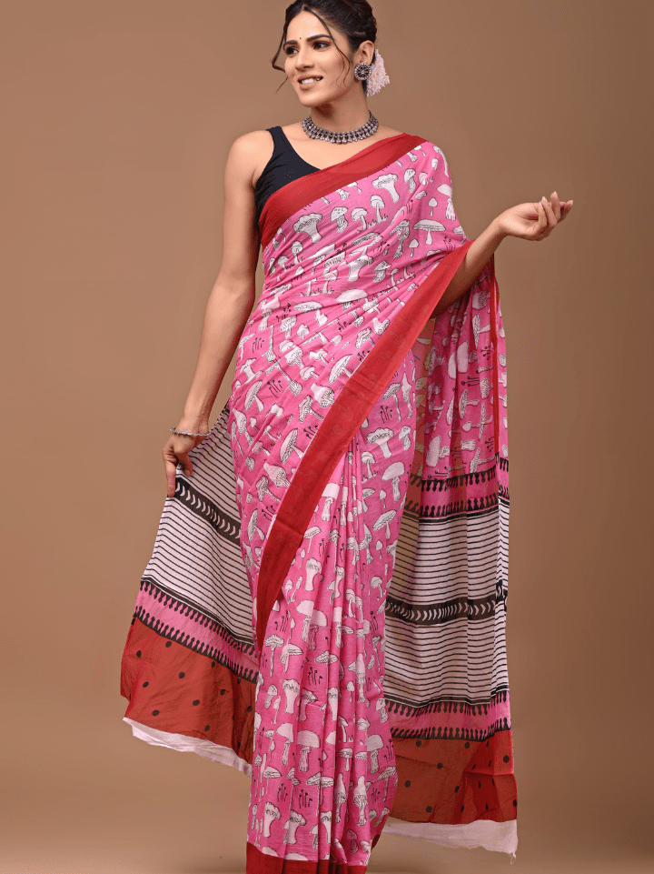 Fancy Cotton Mulmul Saree For Women