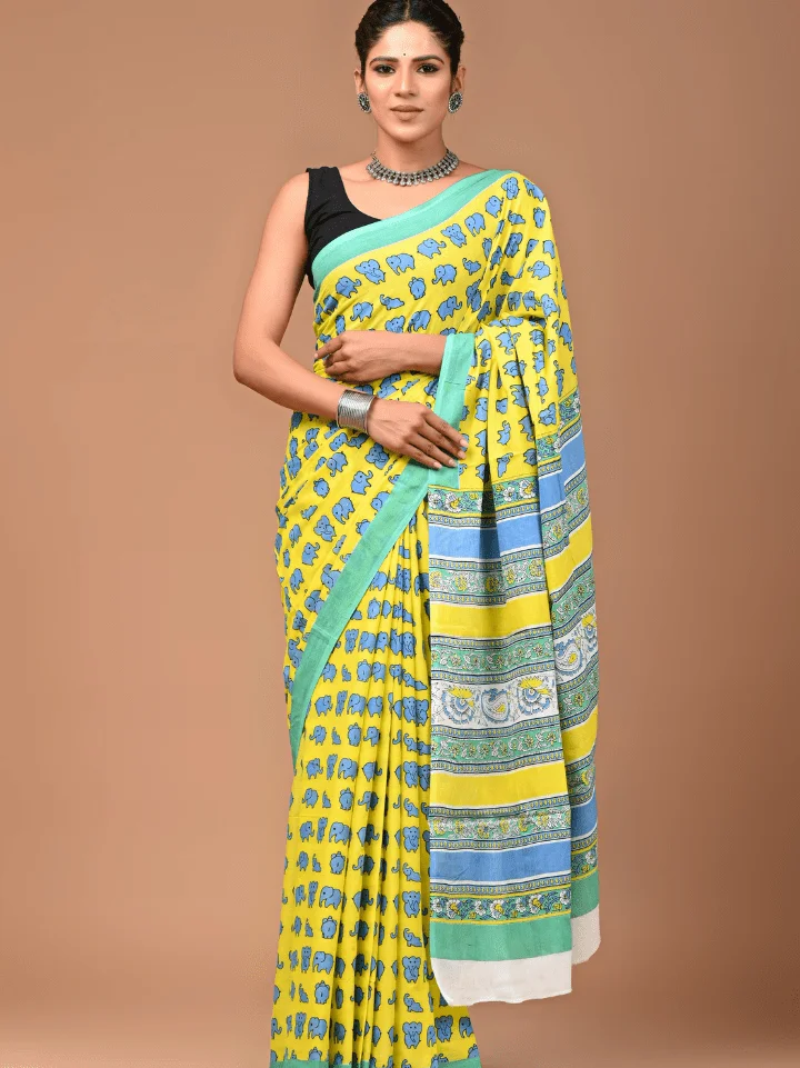 elephant print saree