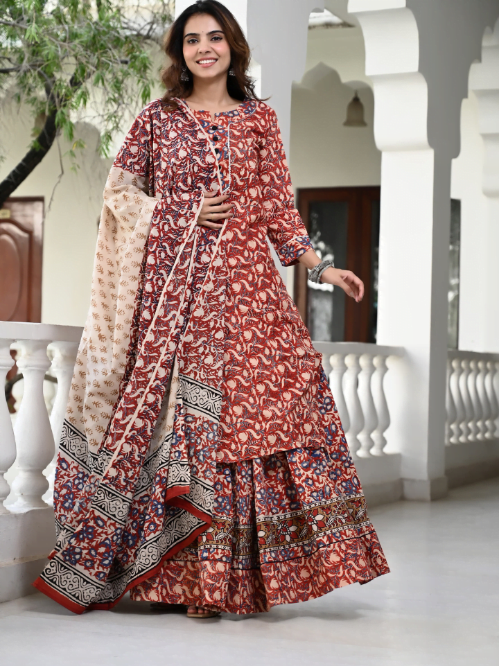 Designer Long Kurta & Skirt with Dupatta