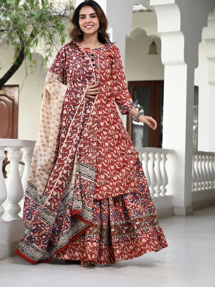 Designer Long Kurta & Skirt with Dupatta