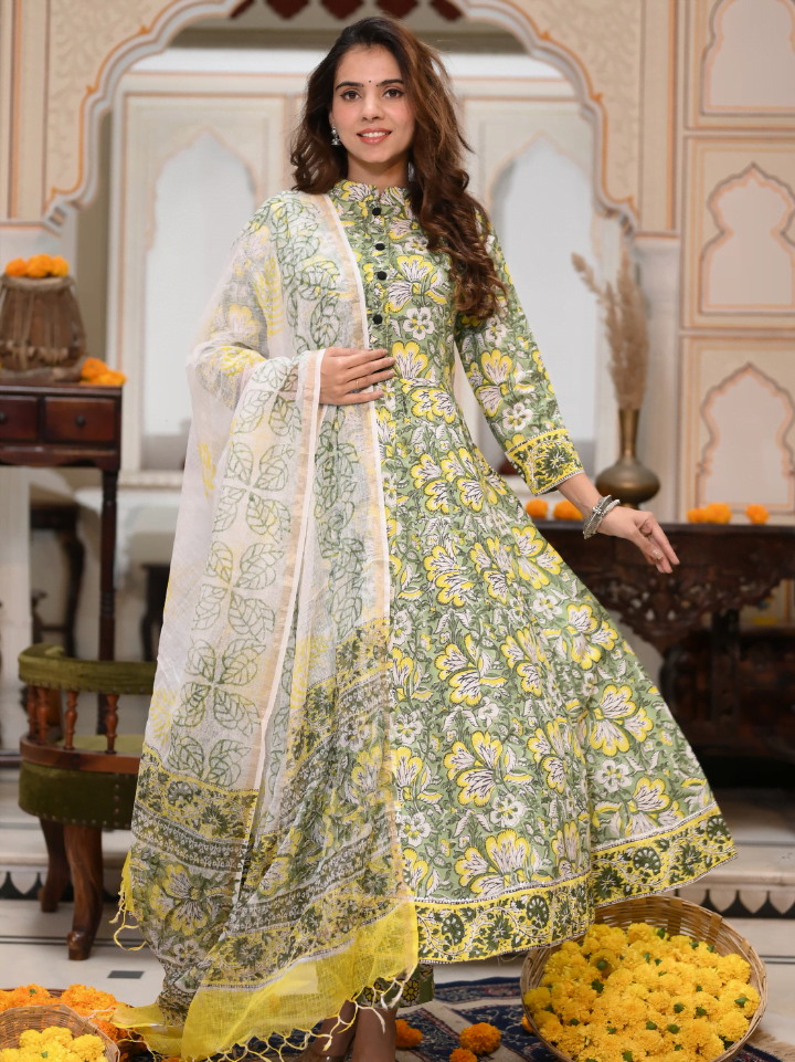 Anarkali Suits With Kota Doria Dupatta