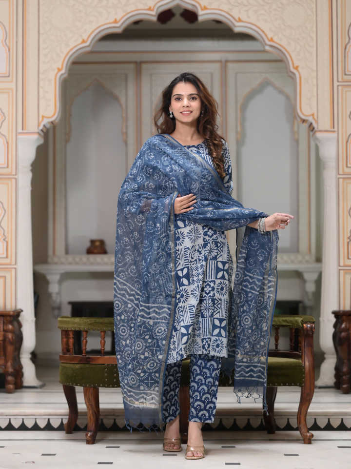 Cotton Suit with Kota Doria Dupatta