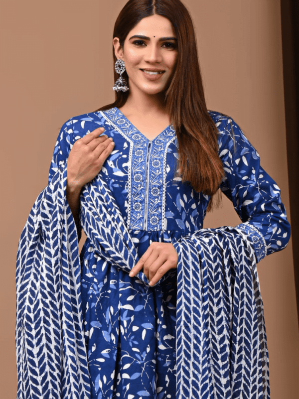 Nyra Cut Cotton Suit with Mulmul Dupatta