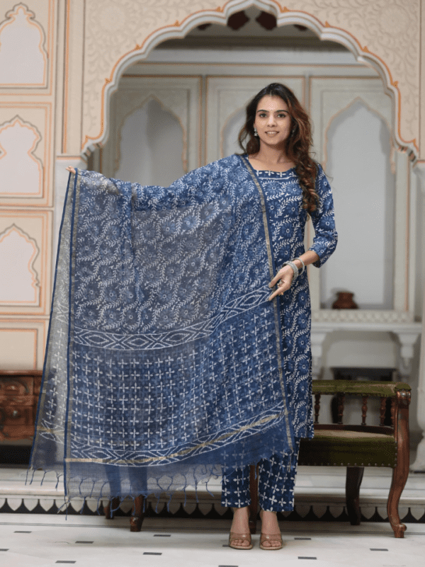 Cotton Suit with Kota Doria Dupatta