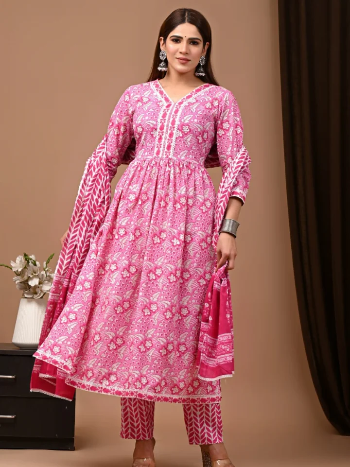 Nyra Cut Cotton Suit with Mulmul Dupatta