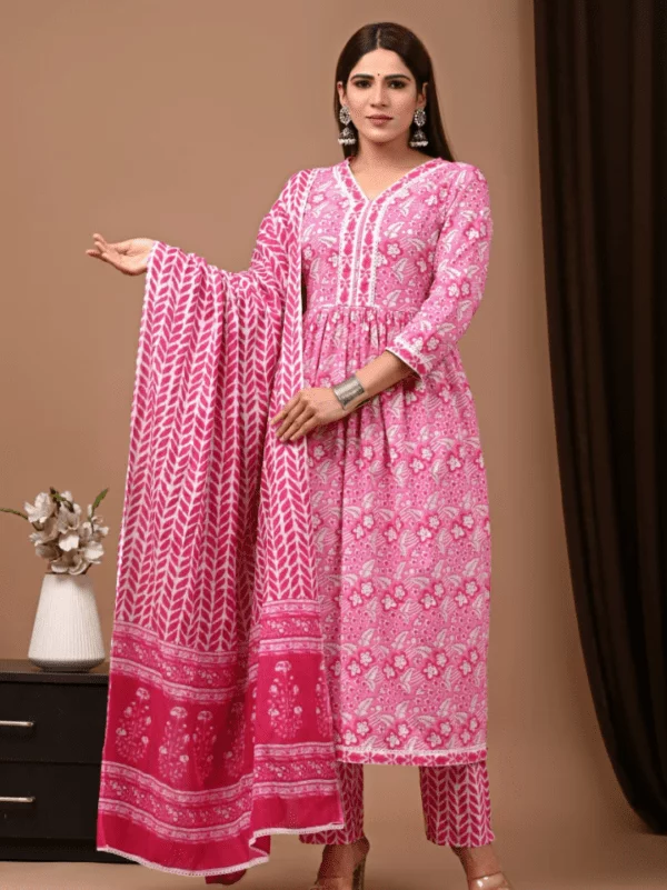 Nyra Cut Cotton Suit with Mulmul Dupatta