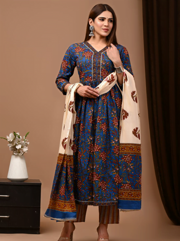 Nyra Cut Cotton Suit with Mulmul Dupatta