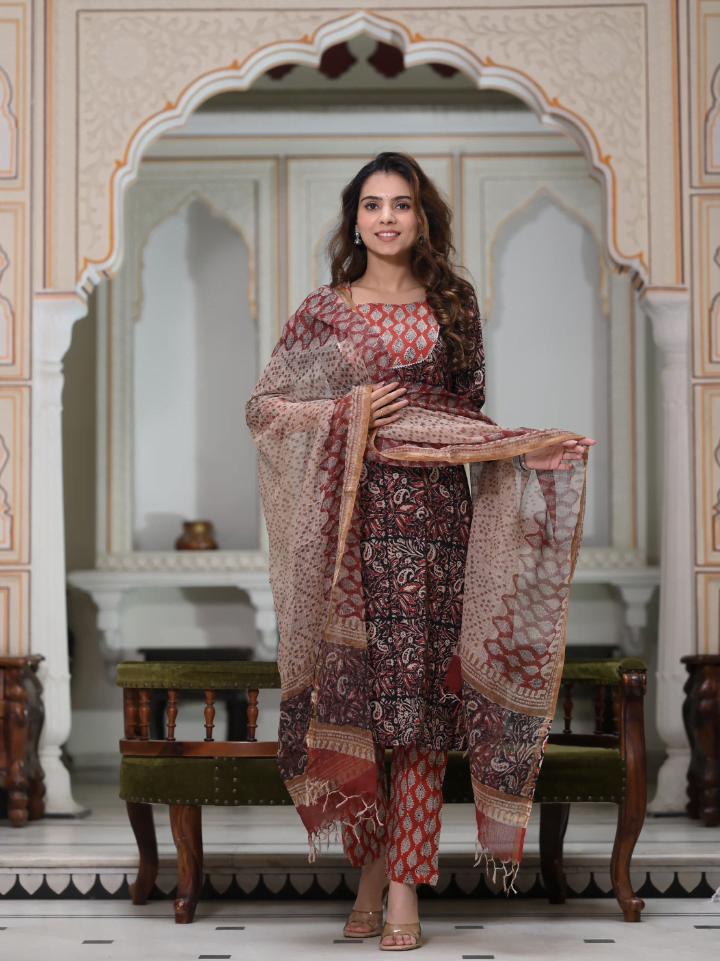 Cotton Suit with Kota Doria Dupatta