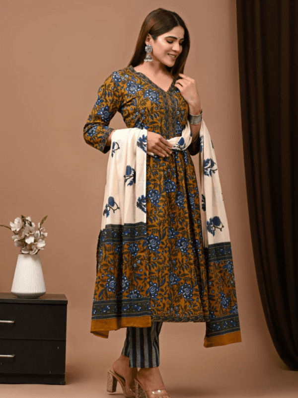 Nyra Cut Cotton Suit with Mulmul Dupatta