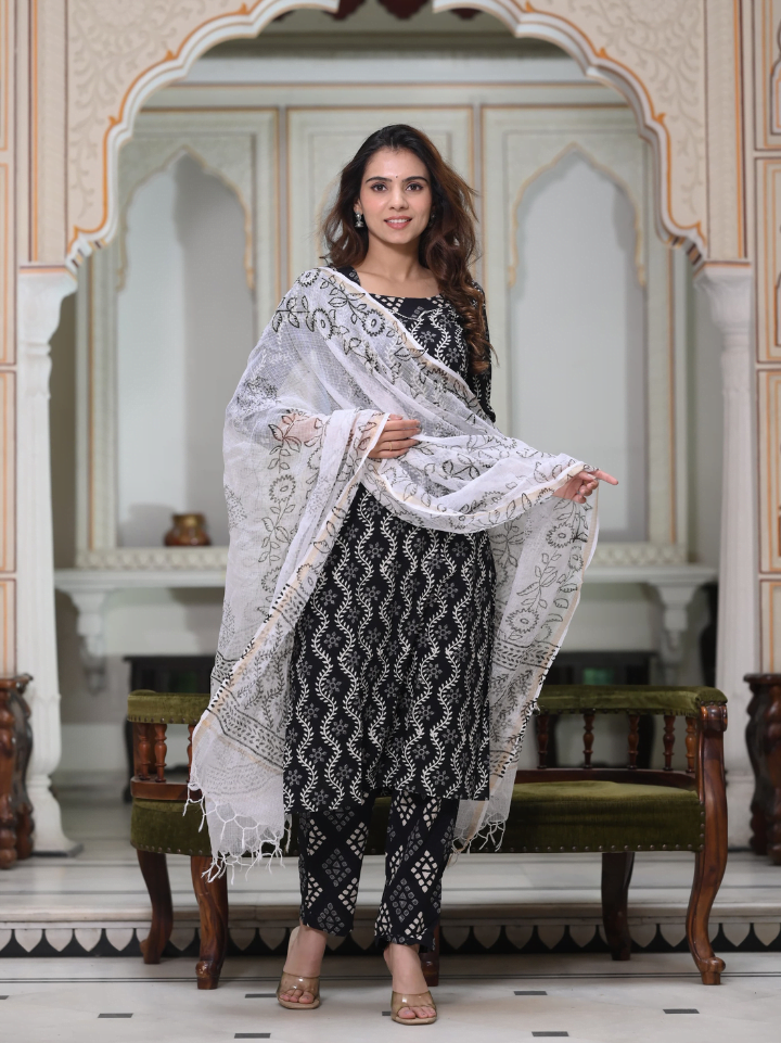 Cotton Suit with Kota Doria Dupatta