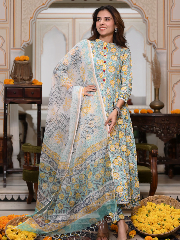 Anarkali Suits With Kota Doria Dupatta