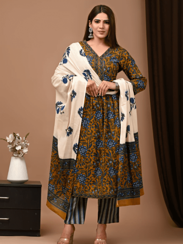 Nyra Cut Cotton Suit with Mulmul Dupatta