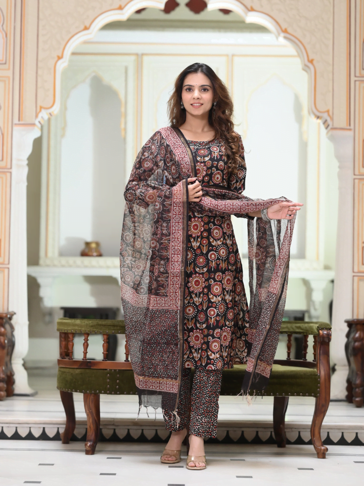 Cotton Suit with Kota Doria Dupatta