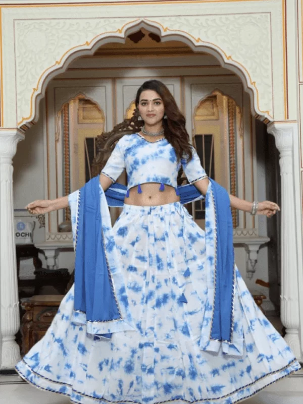 Crop Top Lehenga With Mulmul Dupatta