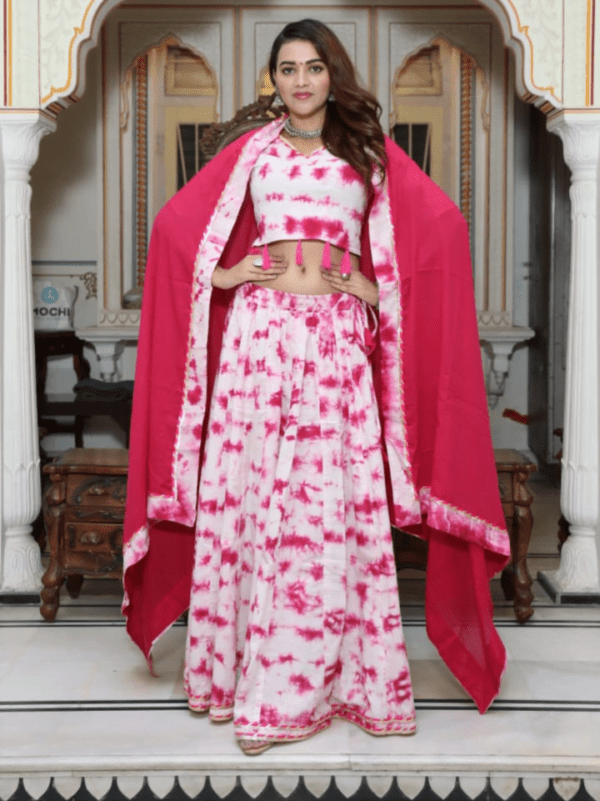 Crop Top Lehenga With Mulmul Dupatta