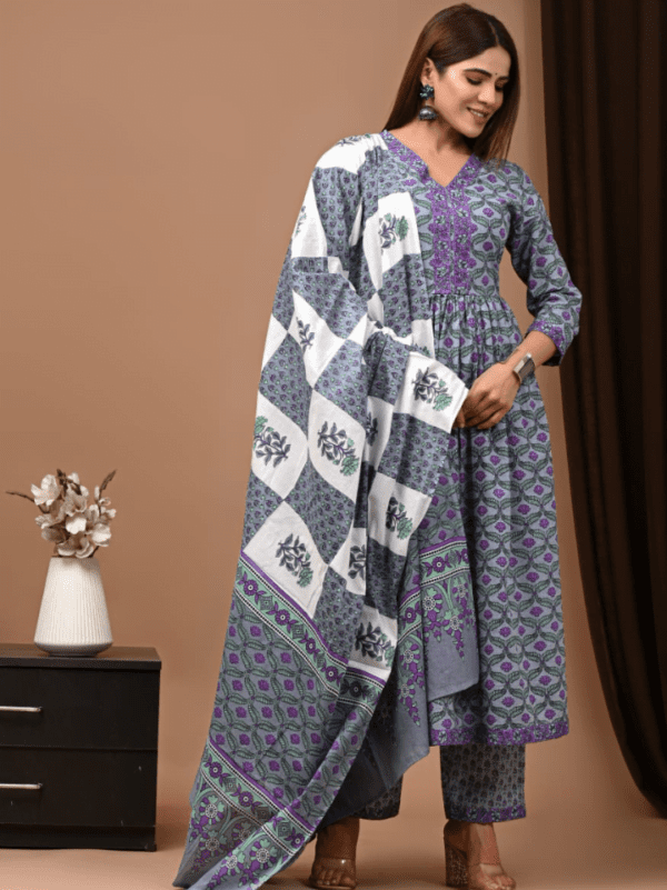 Nyra Cut Cotton Suit with Mulmul Dupatta