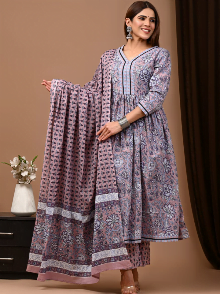 Nyra Cut Cotton Suit with Mulmul Dupatta