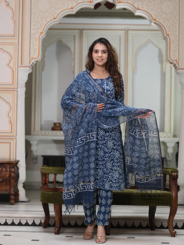 Cotton Suit with Kota Doria Dupatta