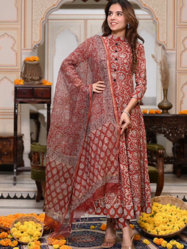 Anarkali Suits With Kota Doria Dupatta