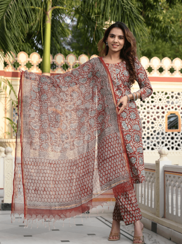 Cotton Suit with Kota Doria Dupatta