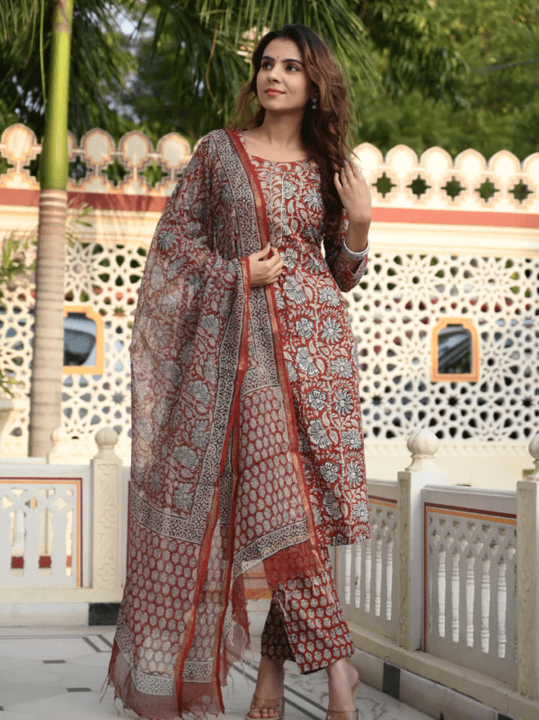 Cotton Suit with Kota Doria Dupatta