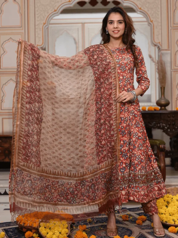 Anarkali Suits With Kota Doria Dupatta