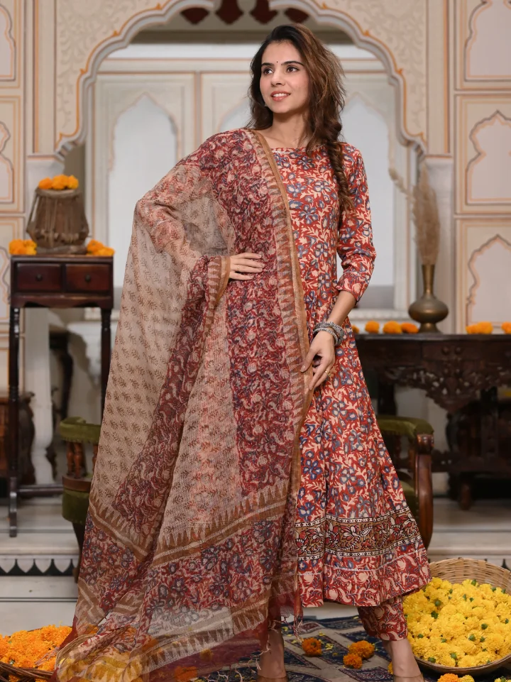 Anarkali Suits With Kota Doria Dupatta