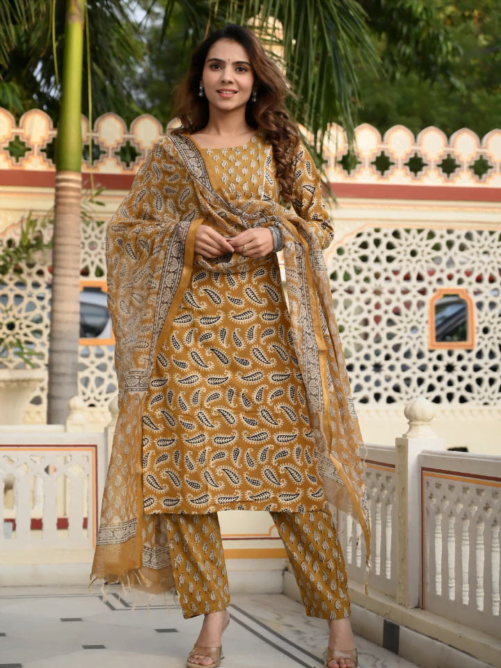 Cotton Suit with Kota Doria Dupatta