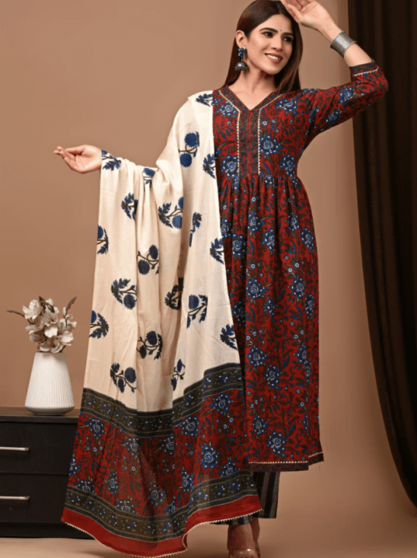 Nyra Cut Cotton Suit with Mulmul Dupatta