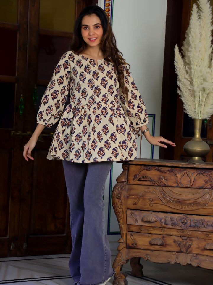 Printed Frill Top for women.