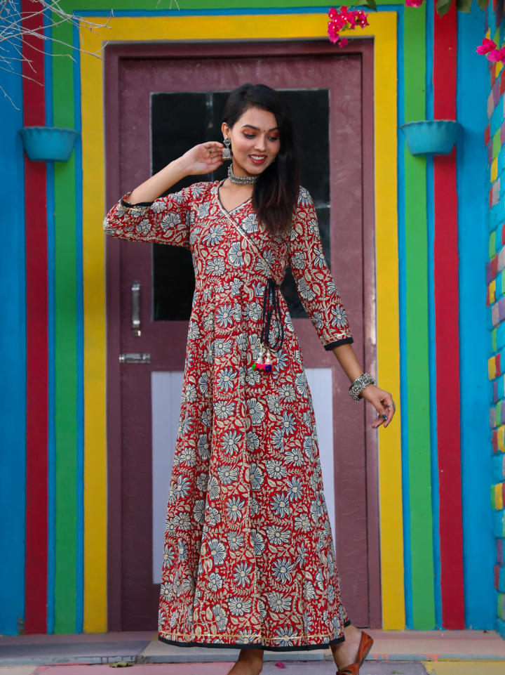 printed cotton anarkali kurti