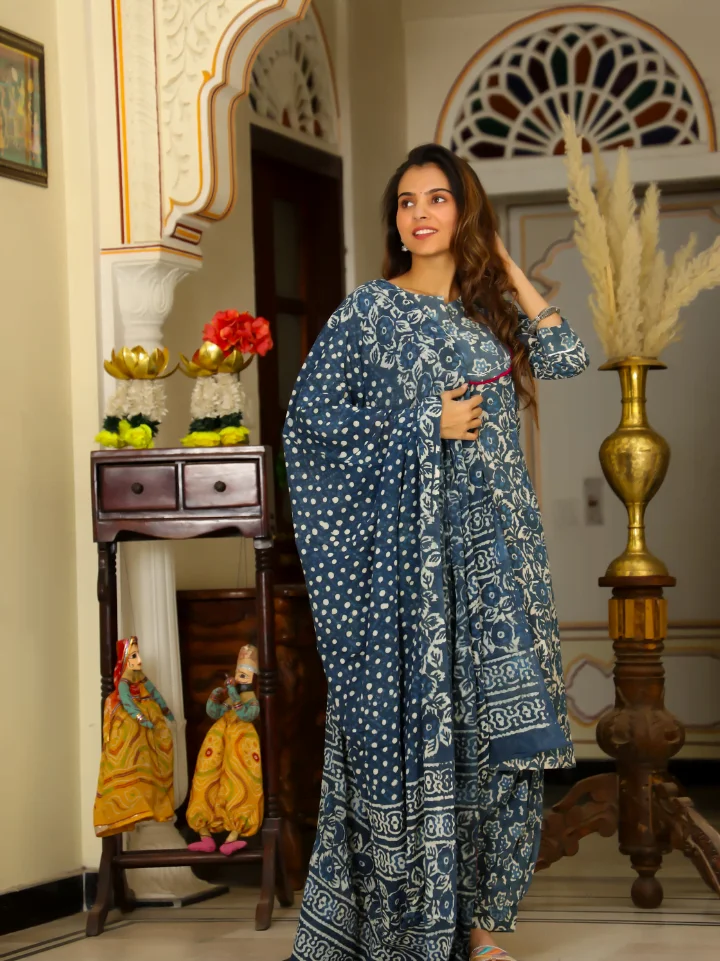 cotton suit afghani pants — hand block printed Bagru Jaipur SA Fab