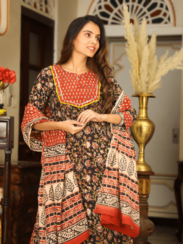 Cotton Suit with Afghani Pant & Dupatta