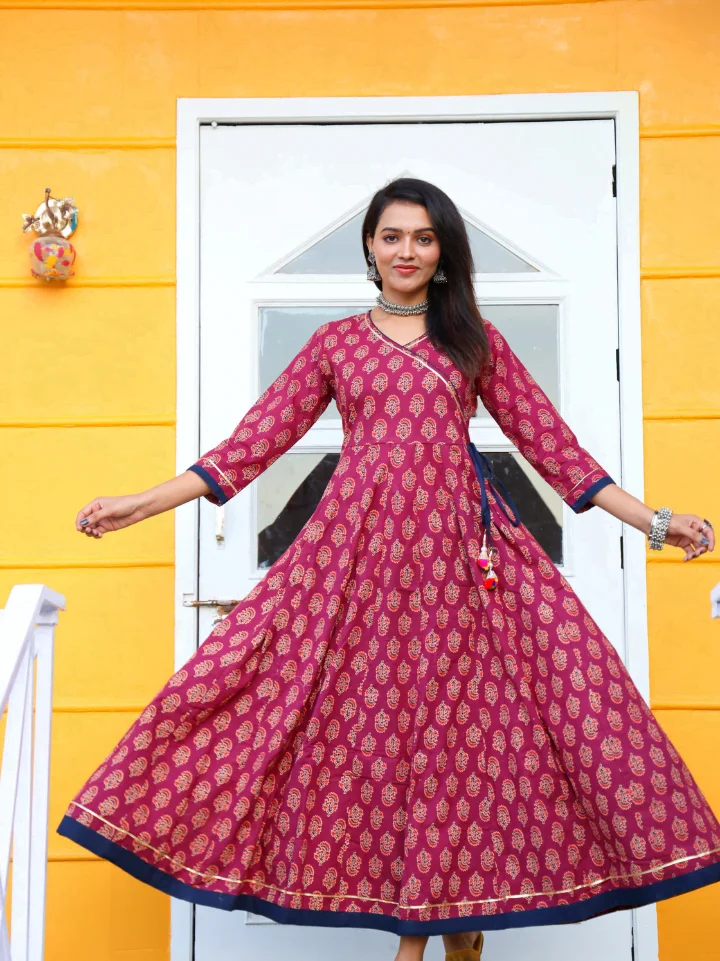 long cotton anarkali kurti