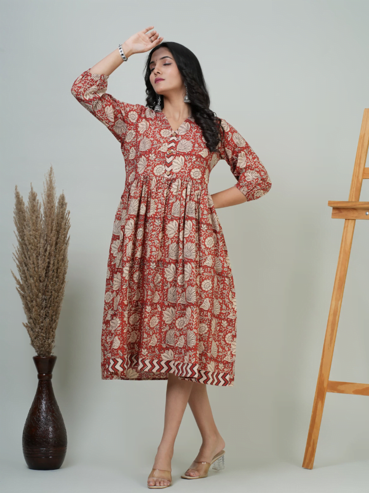 One Piece Dress With Puffed Sleeves