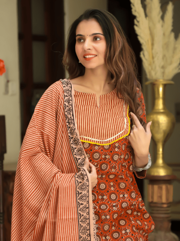 Cotton Suit with Afghani Pant & Dupatta