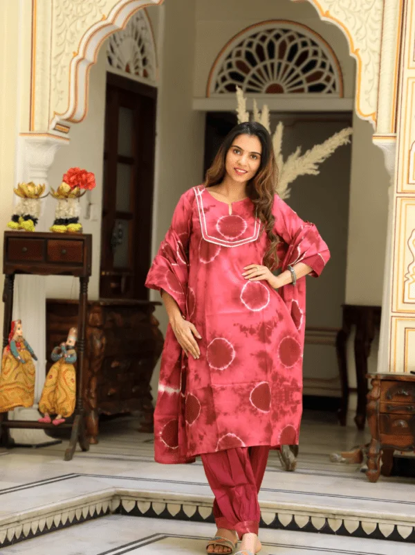 Cotton Suit with Afghani Pant & Dupatta