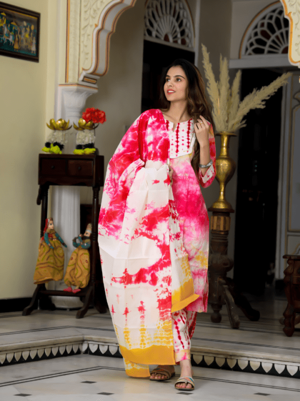 Cotton Suit with Afghani Pant & Dupatta