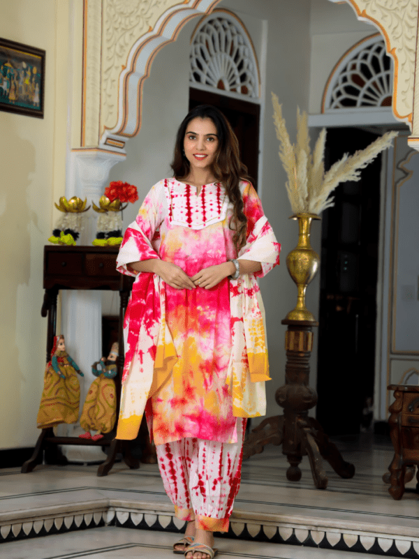 Cotton Suit with Afghani Pant & Dupatta