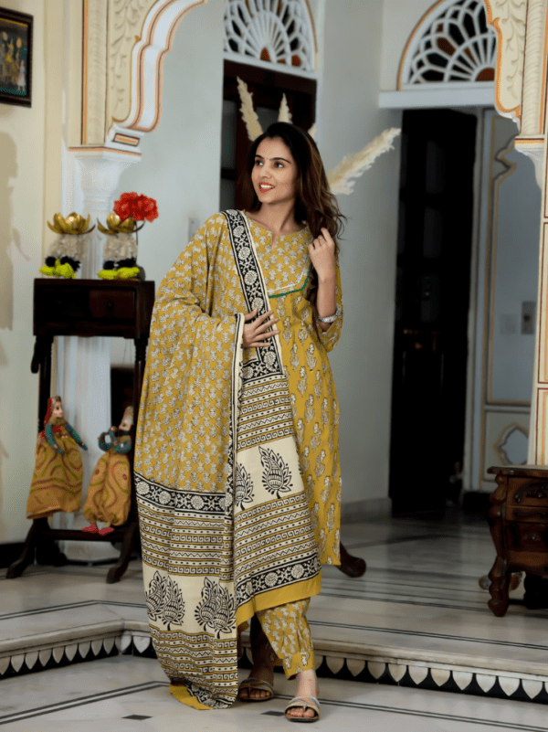 Cotton Suit with Afghani Pant & Dupatta