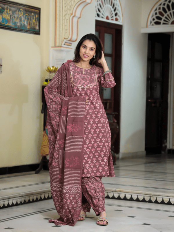 Cotton Suit with Afghani Pant & Dupatta