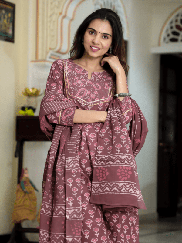 Cotton Suit with Afghani Pant & Dupatta