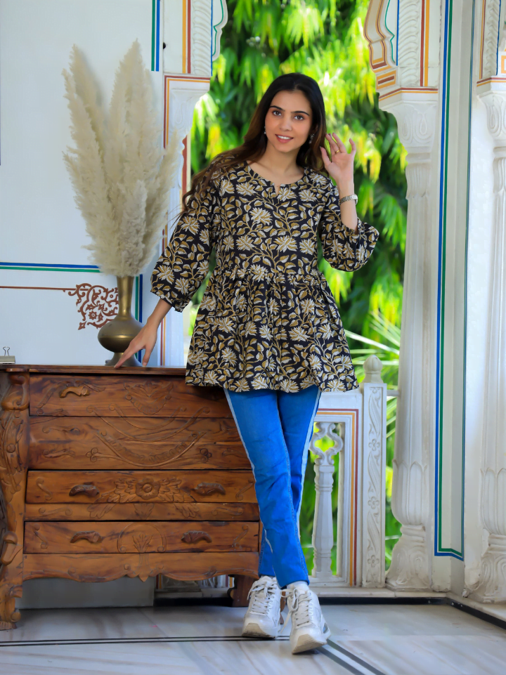 Printed Frill Top for women.