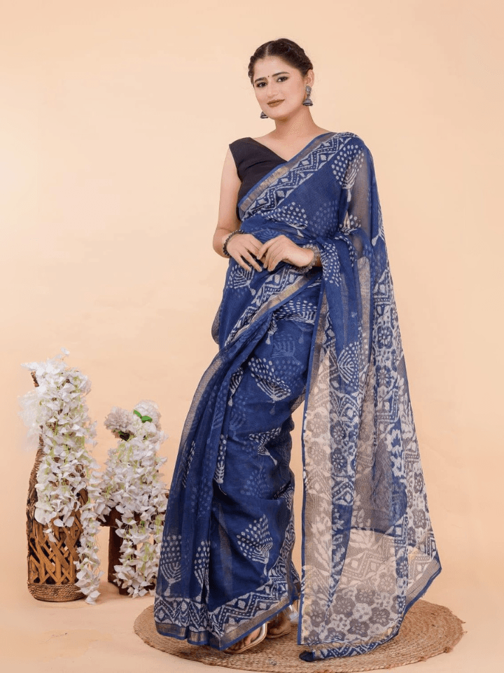 kota doria embroidery sarees
